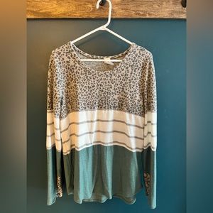 Color block fleece long sleeve top